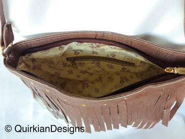Dark Brown Fake Leather Tassels Bag, Day HandBag, Shopping Handbag, Faux Leather Bag, Office Wear